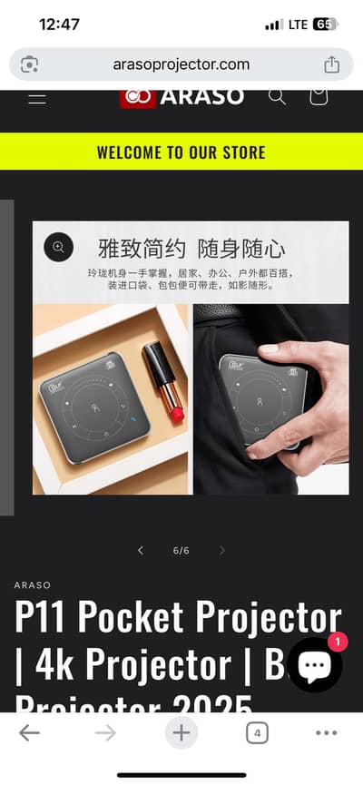 Mini 4k P11 projector with DLP technology-With 3 hours Battery Backup