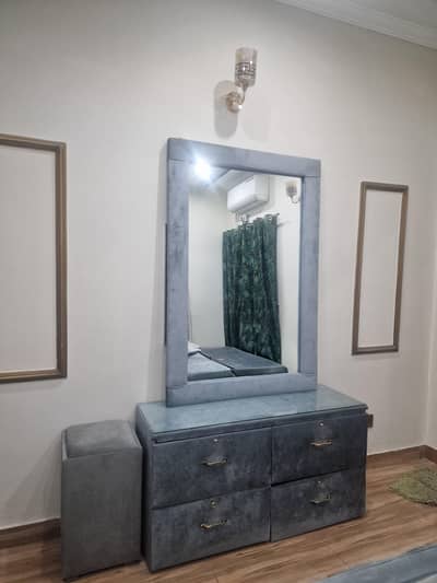 Dressing table with stool and mirror