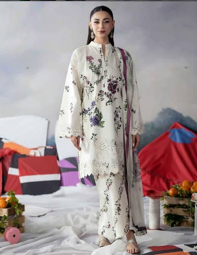 3 Piece - Embroidered Lawn Suit  	3 Piece - Embroidered Lawn Suit 02
