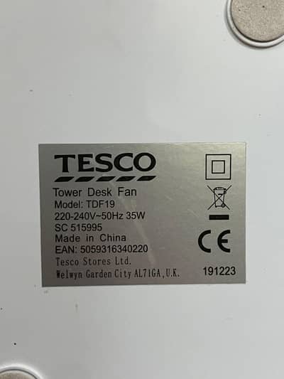 TESCO Tower Desk Electric Fan
