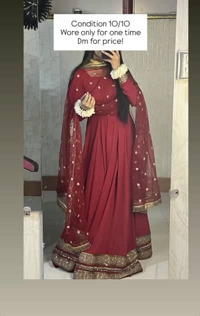 Red maxi with heavy dupatta