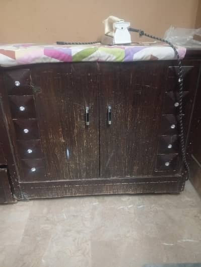 solid chipboard  Full bedroom set (Bed+Dressing table+ cabbard+ironsta