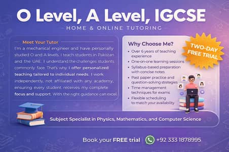 O Level, A Level, IGCSE Online & Home Tutor