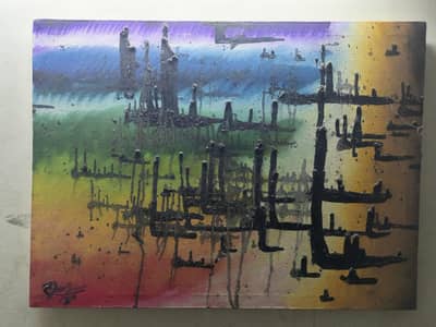 Modern wall Art  decor original texted abstract oil painting ,16 x24in