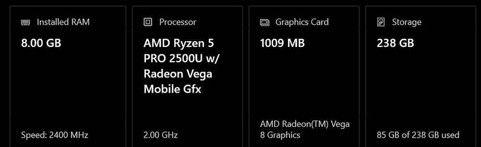 HP RYZEN 5 2500U