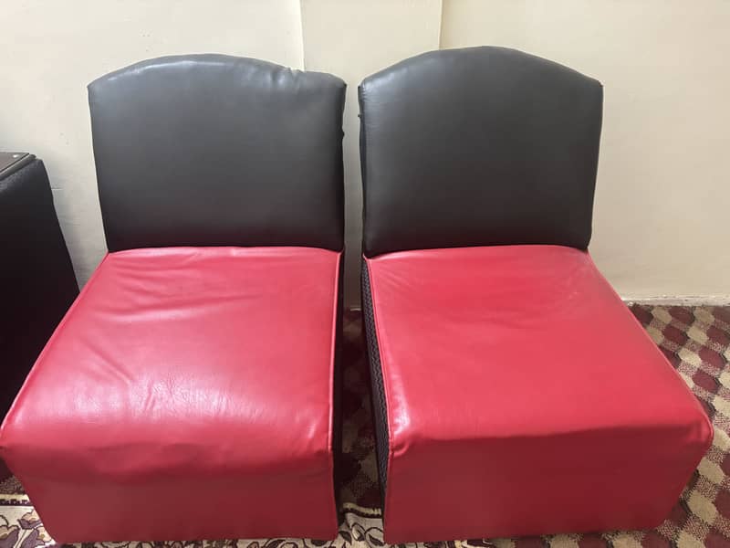 2 Red faux leather Sofas 0