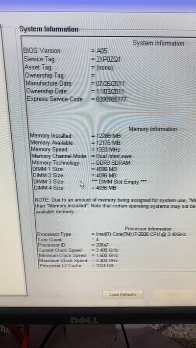 Dell tower pc intel i7 2nd gen.