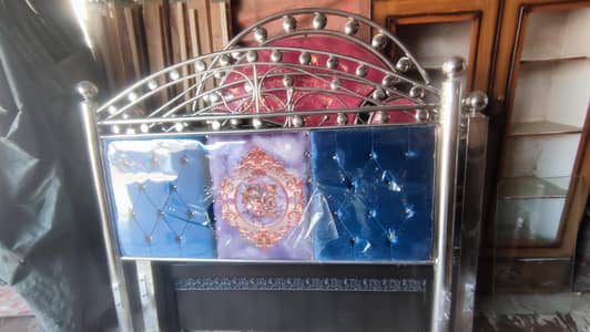 Premium Steel Double Bed – Royal Velvet Tufted Design (Brand New)