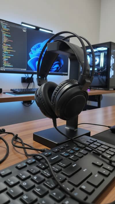  Personalized Black Hardwood Headphone Stand