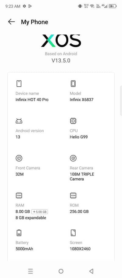 infinix hot 40 pro , with box charger, 8+8/256 best condition no fault