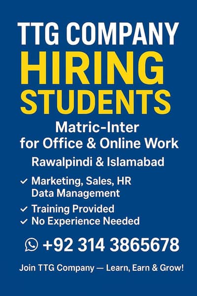 Matric To F. s. c Pass Student Required For Office Work