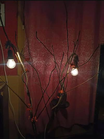 Homemade wooden tree branch lamp Homemade wooden tree branch lamp