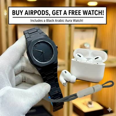 Apple Airpod pro 2 with + free Black Arabic Aura watch