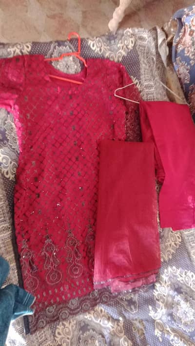 net fabric wedding dress with sequence work