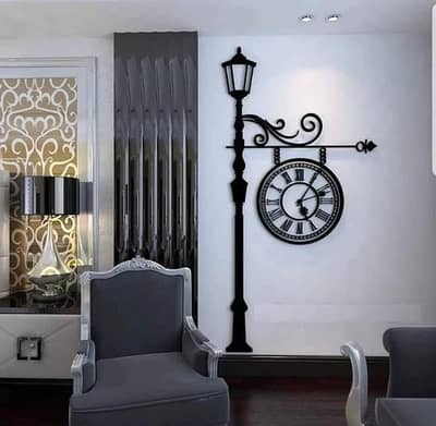 Street Lamp Design Laminated Sheet Wall Clock