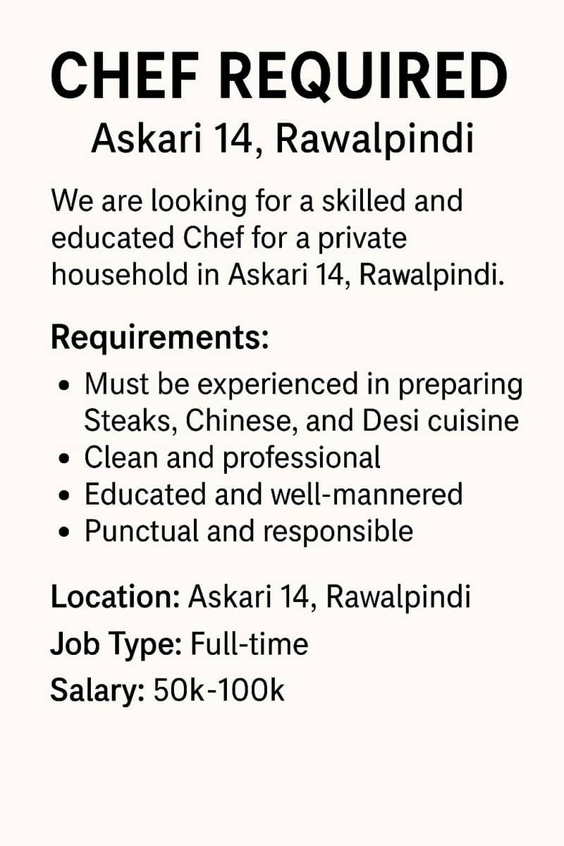 Chef required 0