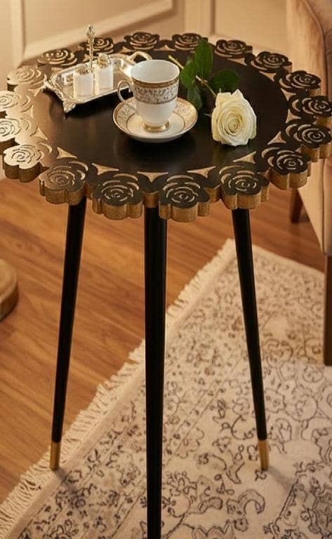 Black floral border coffee table