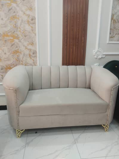 123 sofa set beige color with beautiful golden touch