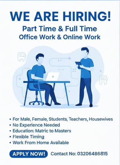 full time part time office work or online work