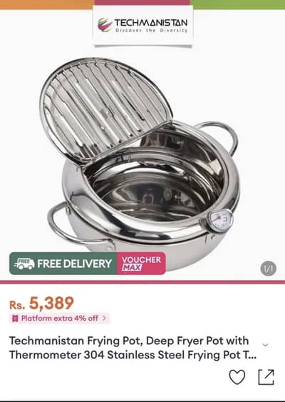Brand New Stainless Steel Deep Frying Pot with Thermometer