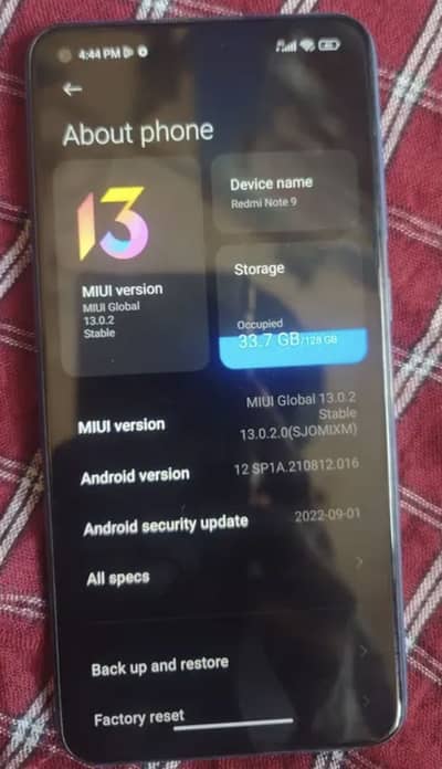 Xiaomi Redmi Note 9 Ram,Rom 4+2/128 PTA