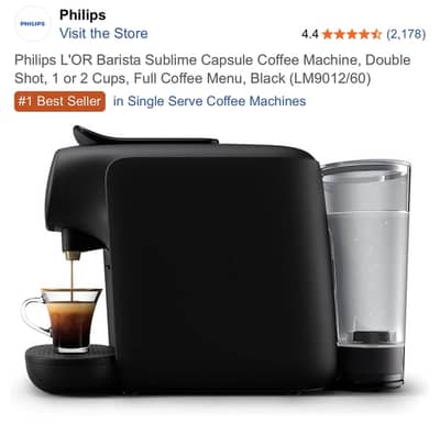 Philips L'OR Barista Sublime Capsule Coffee Machine, Double Shot