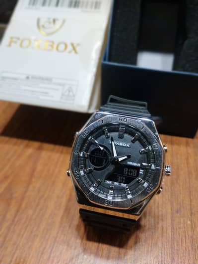FOXBOX  Sport Chronograph Watch with Black Dial