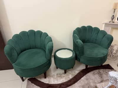 Elegant Emerald Velvet Accent Chair Set (3 Pieces)
