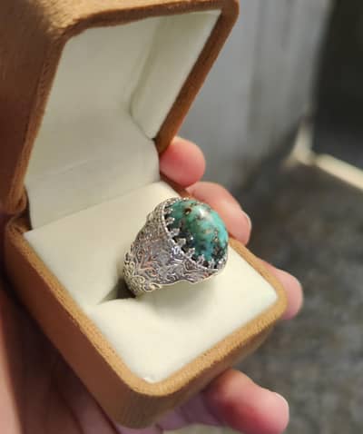 Nayab Natural Feroza  . 925 Silver Ring