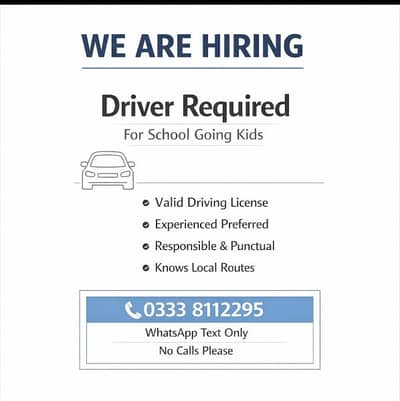Driver required for school kids