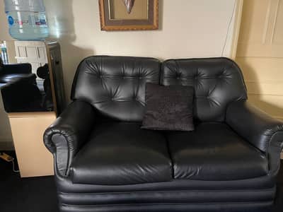 Black Genuine leather 7 seater sofa set