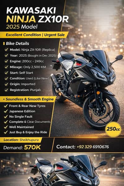 Kawasaki Ninja ZX-10R Replica – 2025 Model | Like Brand New