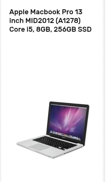 Apple MacBook pro 13 inch mid 2012 core i5 8gb ram 256 gb rom