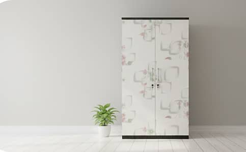 Brand New Modern 2-Door Wooden Wardrobe with Floral 3D Design