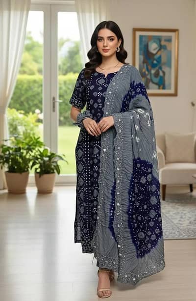 3 pcs women's unstitched printed suit