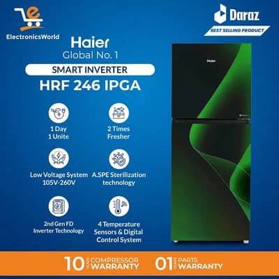 Haier Refrigerator HRF-246 IPGA/IPRA Smart Inverter 9 Cubic Feet 246 L
