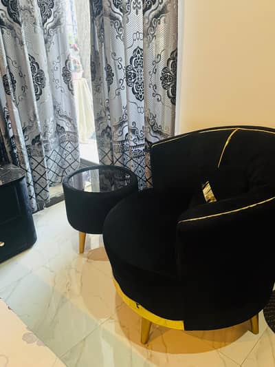 Luxury Black & Gold Coffee Chairs +elegant table – Perfect Lounge Pair