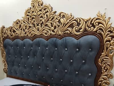 Wood bed, showcase and dressing table