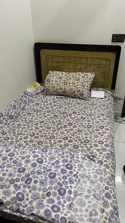 Single bed frame selling urgent for cheap with two side tables