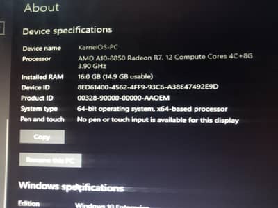AMD A10 8850 16GB DDR3 ssd 128