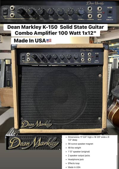Dean Markley k-150 Solid Station Guitar Combo Amplifier 100 Watt Made