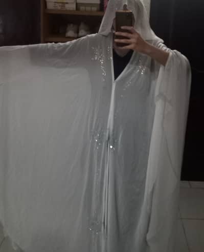 Wedding white jilbab abaya chiffon