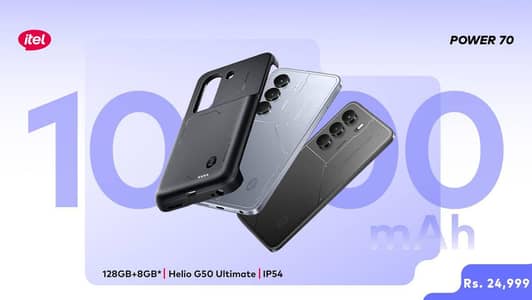 itel power70 4+4/128gb full box with power bank back cover