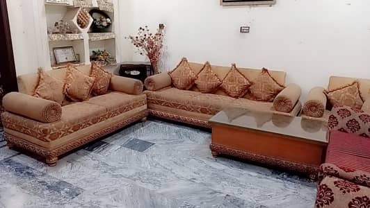 6 seater sofa's golden colour