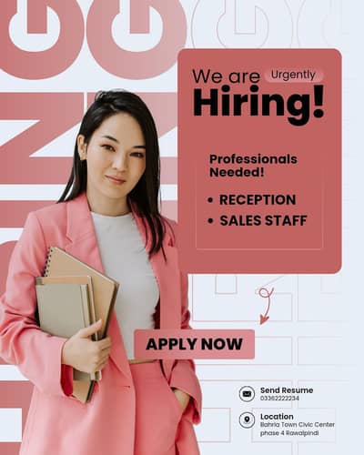 Sales Staff Required || Female Sales Job || Reception Job || Female