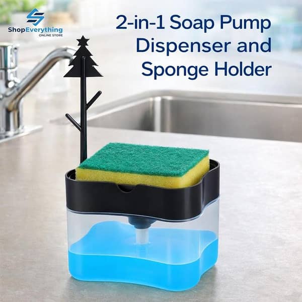 2 in 1 Soap Pump Dispenser with Sponge Holder