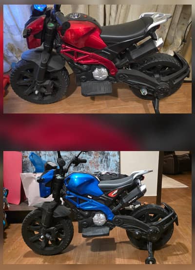 Bike 4 wheel , electric colors Red and Blue condition 10/10