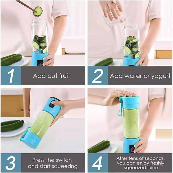 USB Rechargeable Juicer Blender 6 Blades 380ml