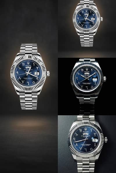 Luxury Blue Dial Stainless Steel Men’s Watch – Day & Date