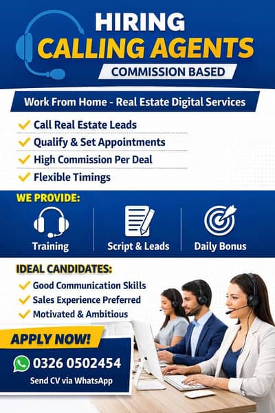 Work from home: Calling Agent (Commission-Based) Work From Home